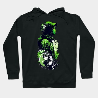 Join the Movement with Our Abstract Black, White, and Green Climate Activist Girl Design Hoodie